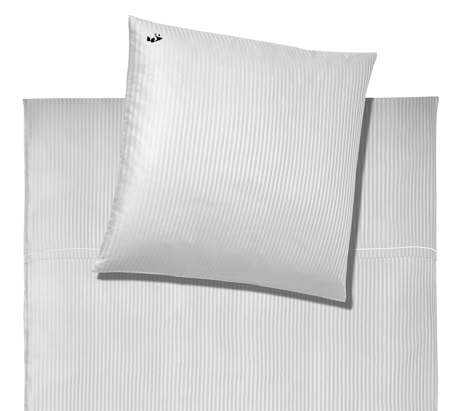 Jacquard Kinder Panda Bettwäsche Classy Stripe in Weiss Streifen Freisteller #farbe_Classy Stripe Weiß