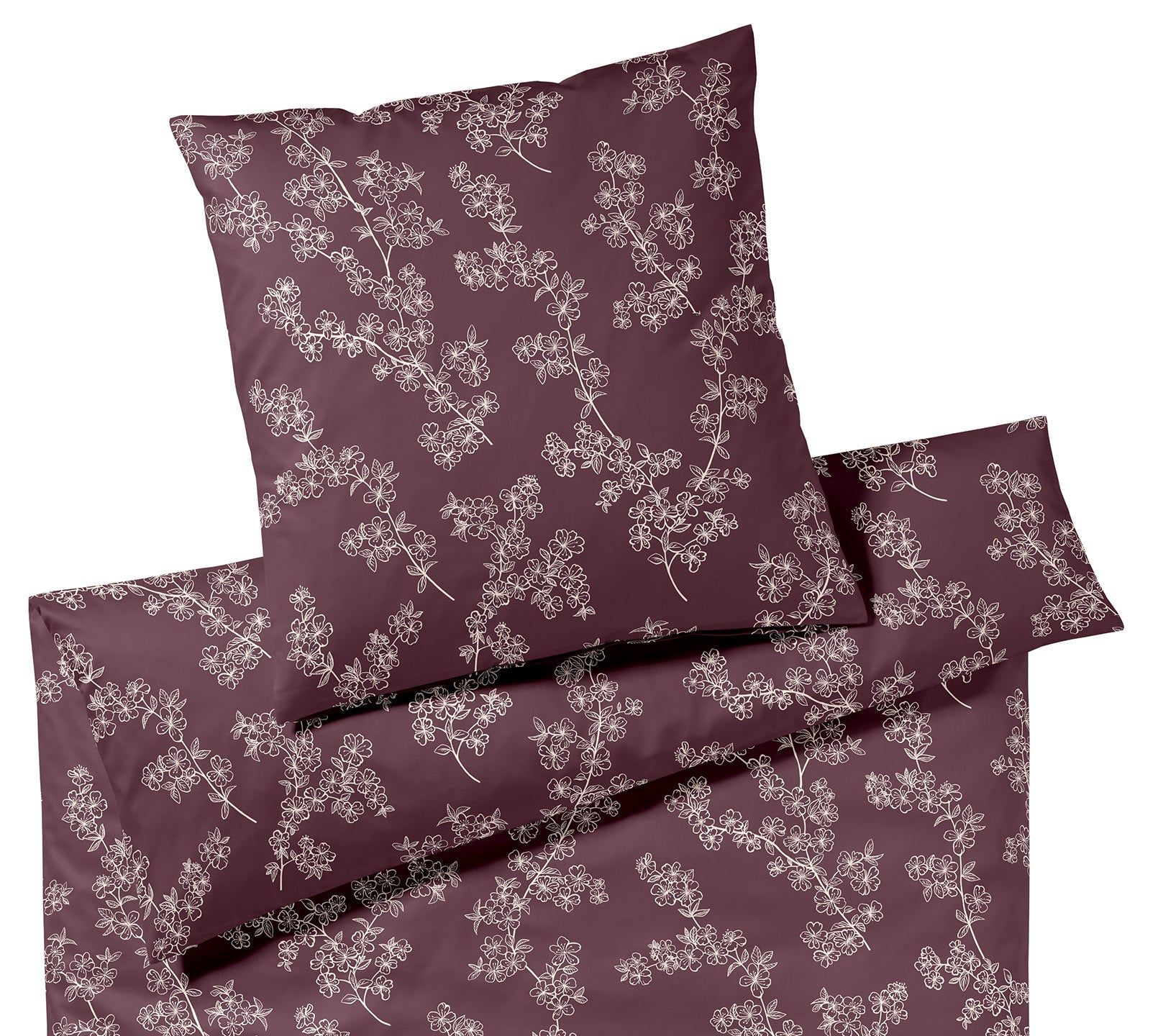 Jersey Bettwäsche Cherry Blossom in Rose-Wine Blüten Freisteller #farbe_Cherry Blossom Rose-Wine