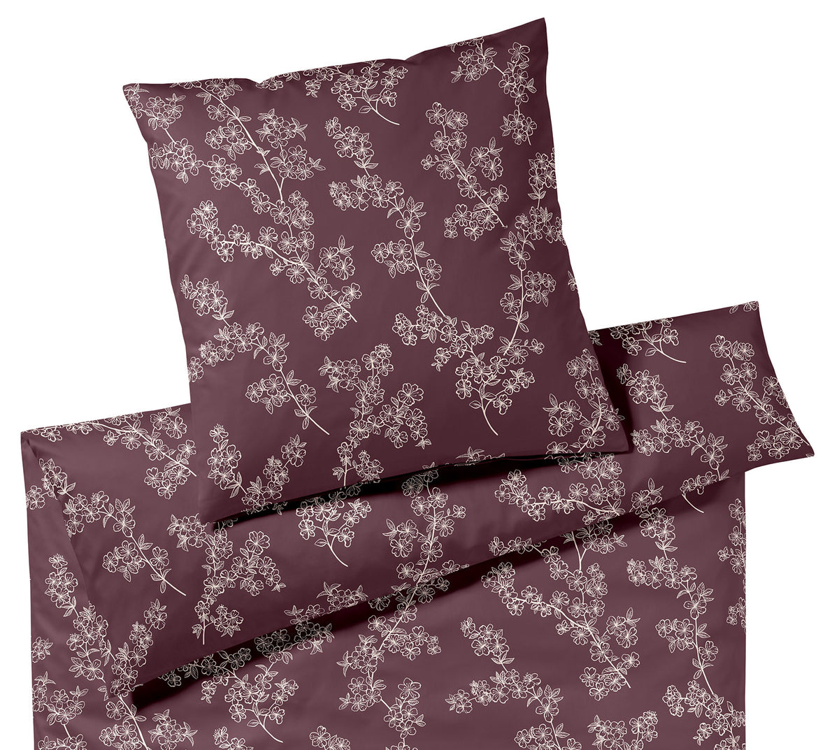 Jersey Bettwäsche Cherry Blossom in Rose-Wine Blüten Freisteller #farbe_Cherry Blossom Rose-Wine