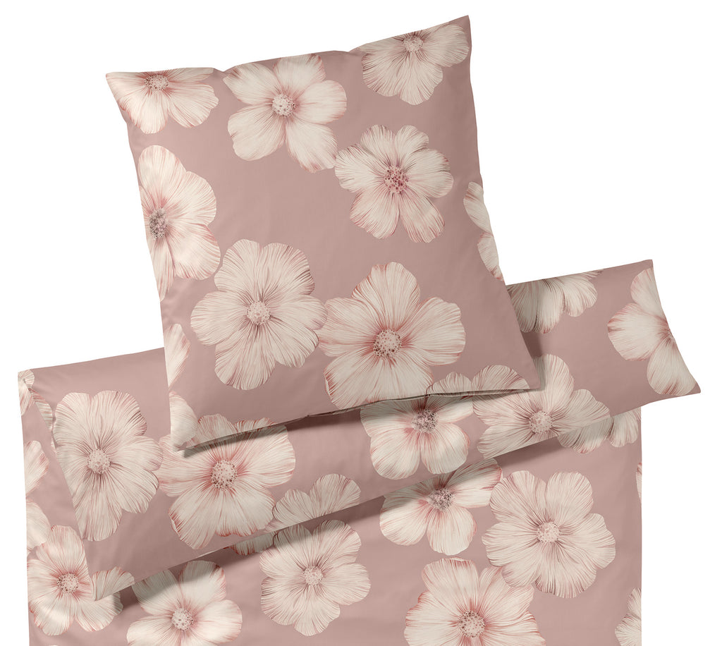 Jersey Bettwäsche Devine Jersey in Rouge Blüten Freisteller #farbe_Rouge