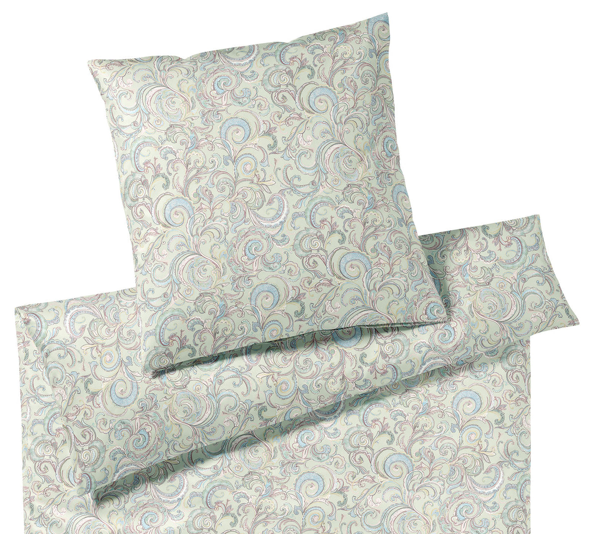 Jersey Bettwäsche Grace in Zartgrün Paisley Freisteller #farbe_Zartgrün