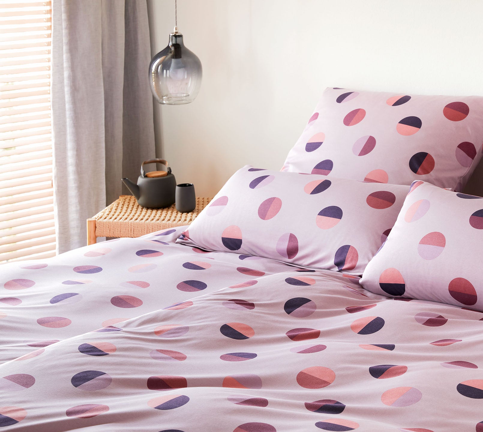 Jersey Bettwäsche Jockey in Rot Graphikmix Schlafzimmer #farbe_Jockey Blush