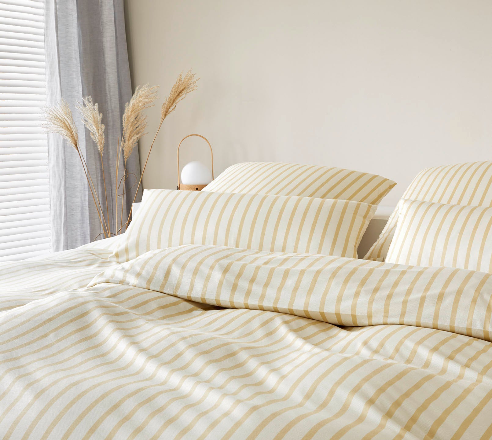 Jersey Bettwäsche Naturally Jersey in Sonne Streifen Schlafzimmer #farbe_Naturally Sonne