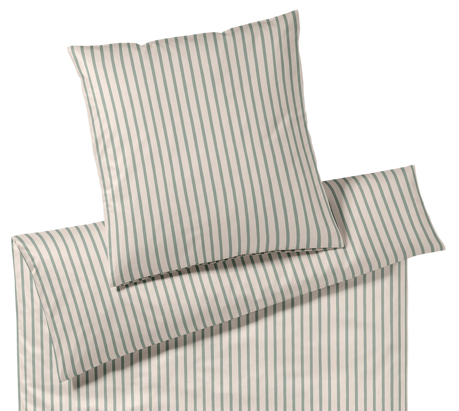 Jersey Bettwäsche Naturally Jersey in Salbei Streifen Freisteller #farbe_Naturally Salbei
