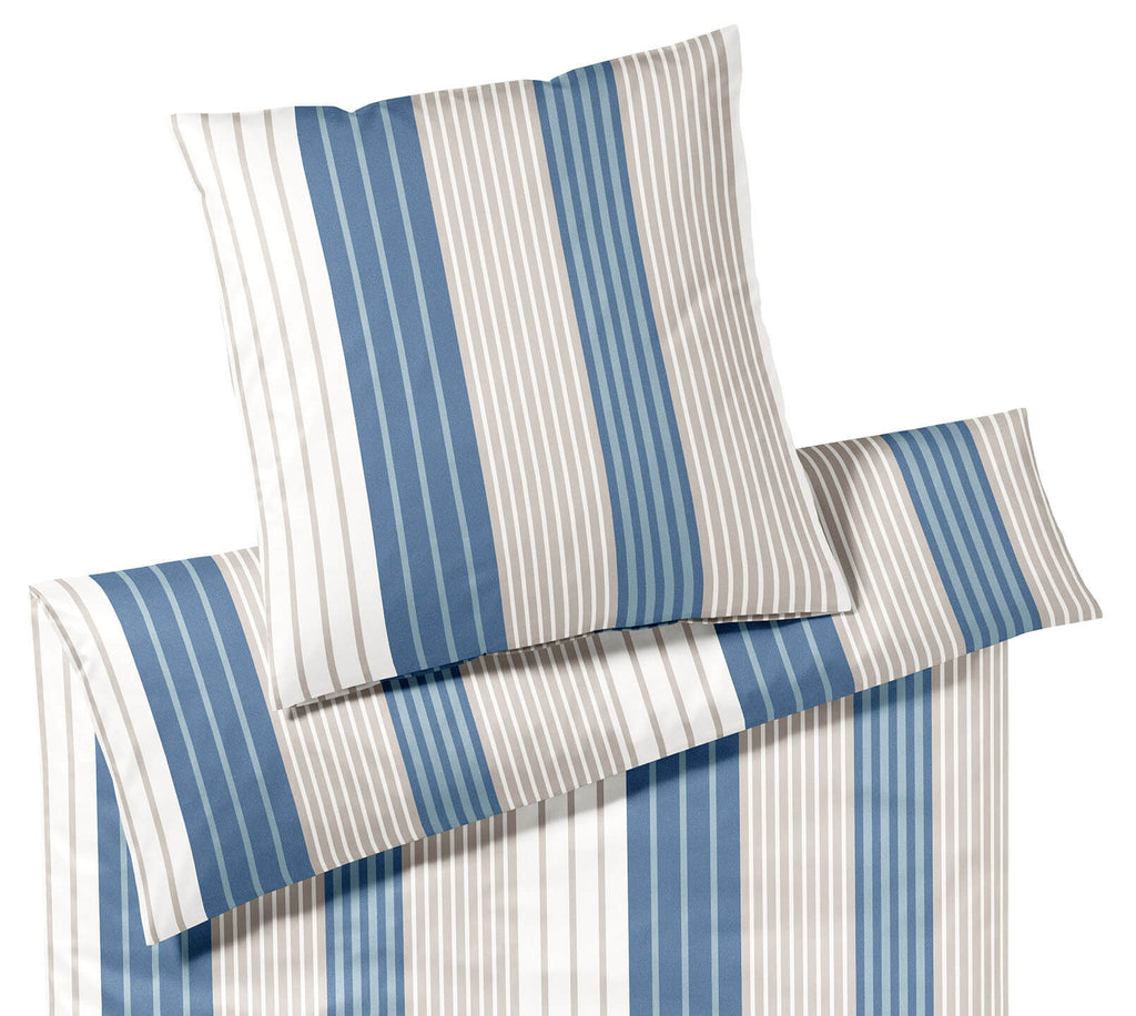 Jersey Bettwäsche Range in Dunkelblau Streifen Freisteller #farbe_Dunkelblau