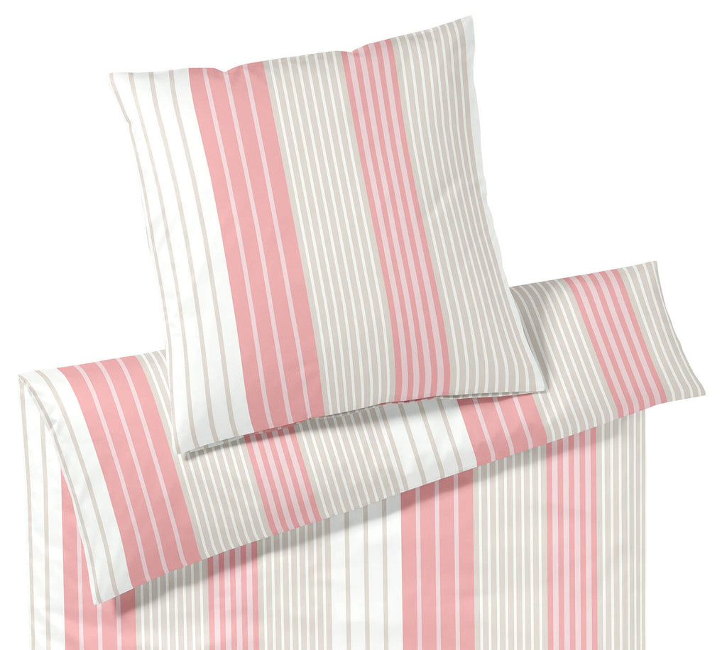 Jersey Bettwäsche Range in Korallrot Streifen Freisteller #farbe_Korallrot