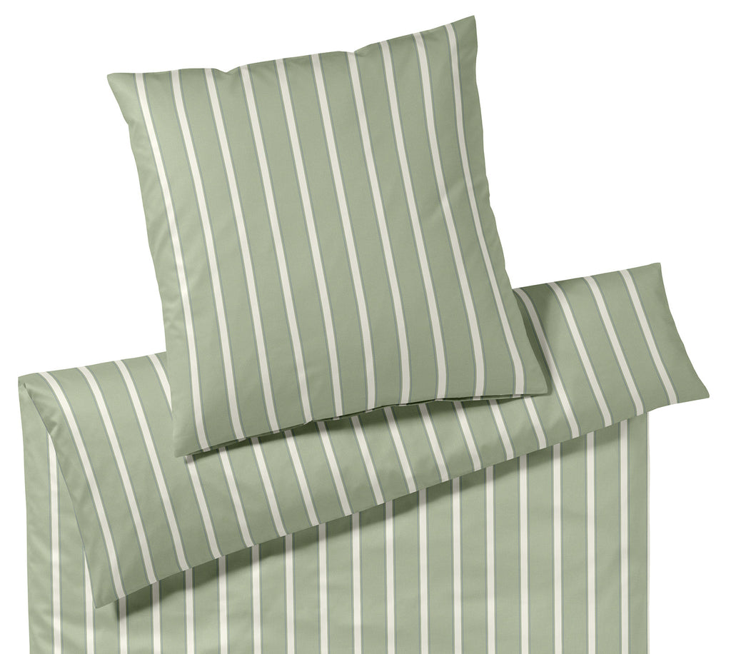 Jersey Bettwäsche Refrain Jersey in Salbei Streifen Freisteller #farbe_Salbei