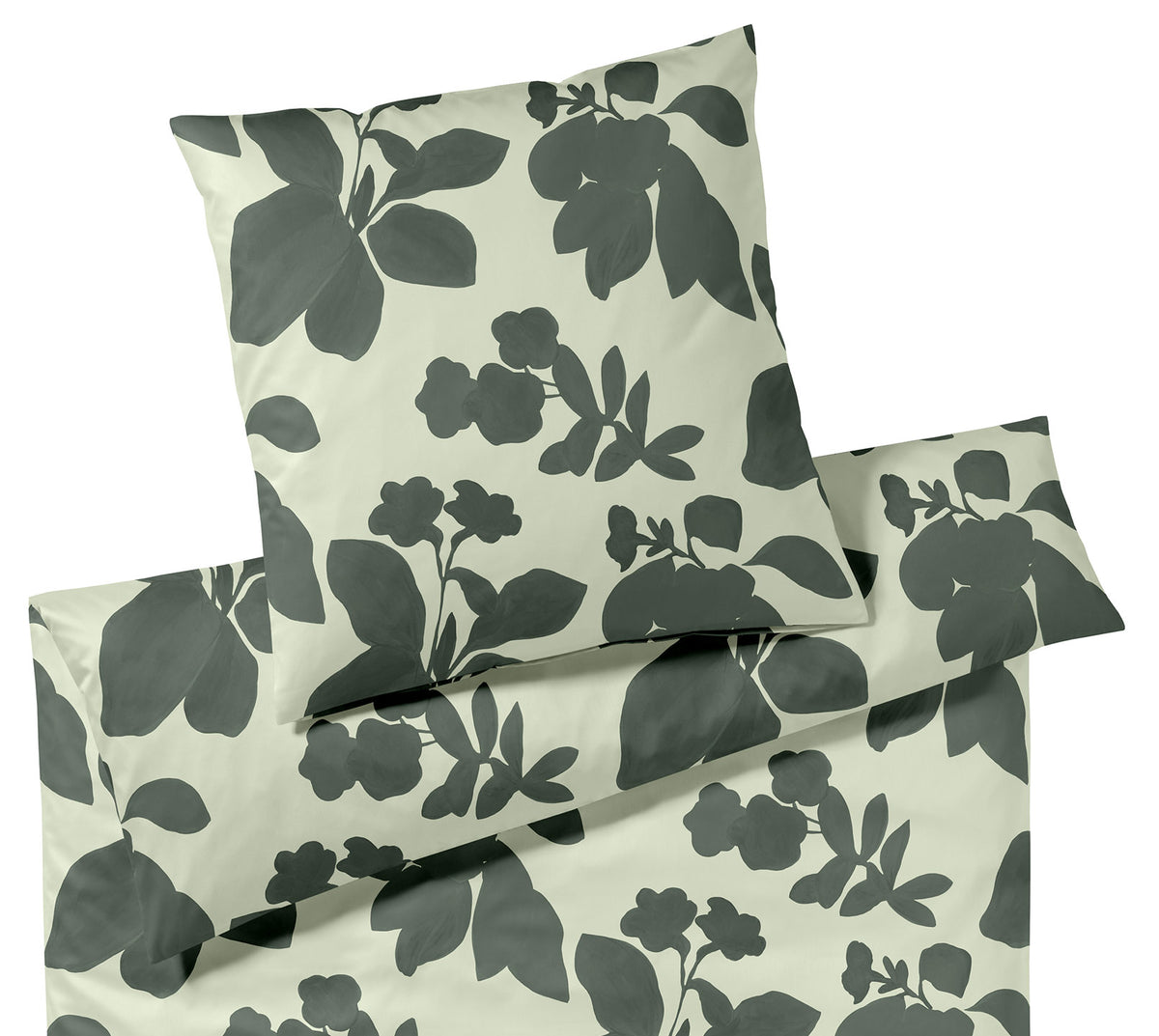 Jersey Bettwäsche Shadows in Forest-Green Blüten Freisteller #farbe_Forest-Green