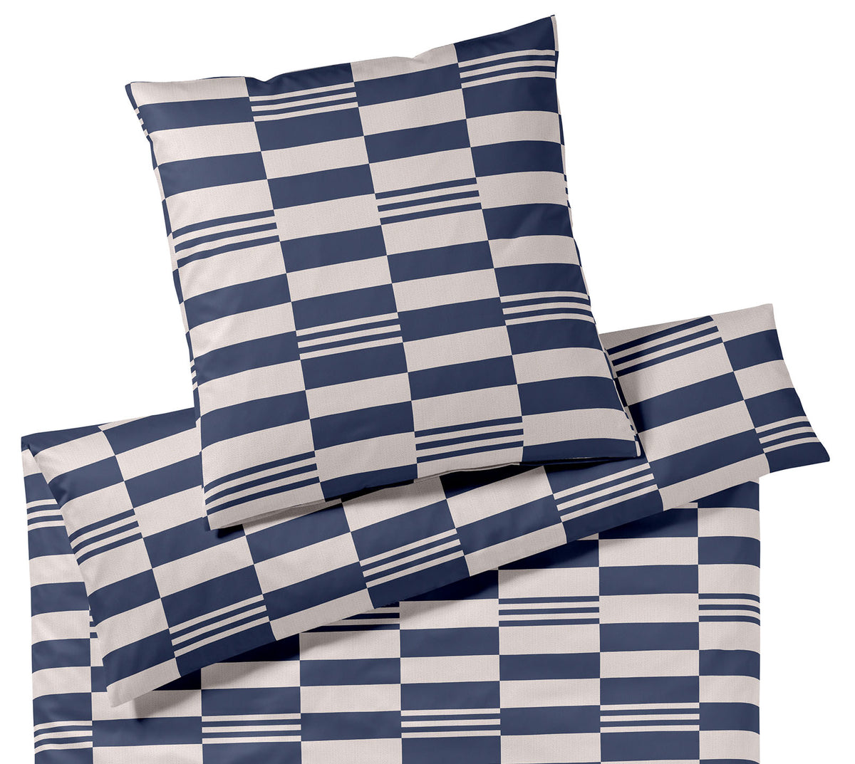 Jersey Bettwaesche Skip Jersey in Marine Karo Freisteller #farbe_Marine #farbe_Marine