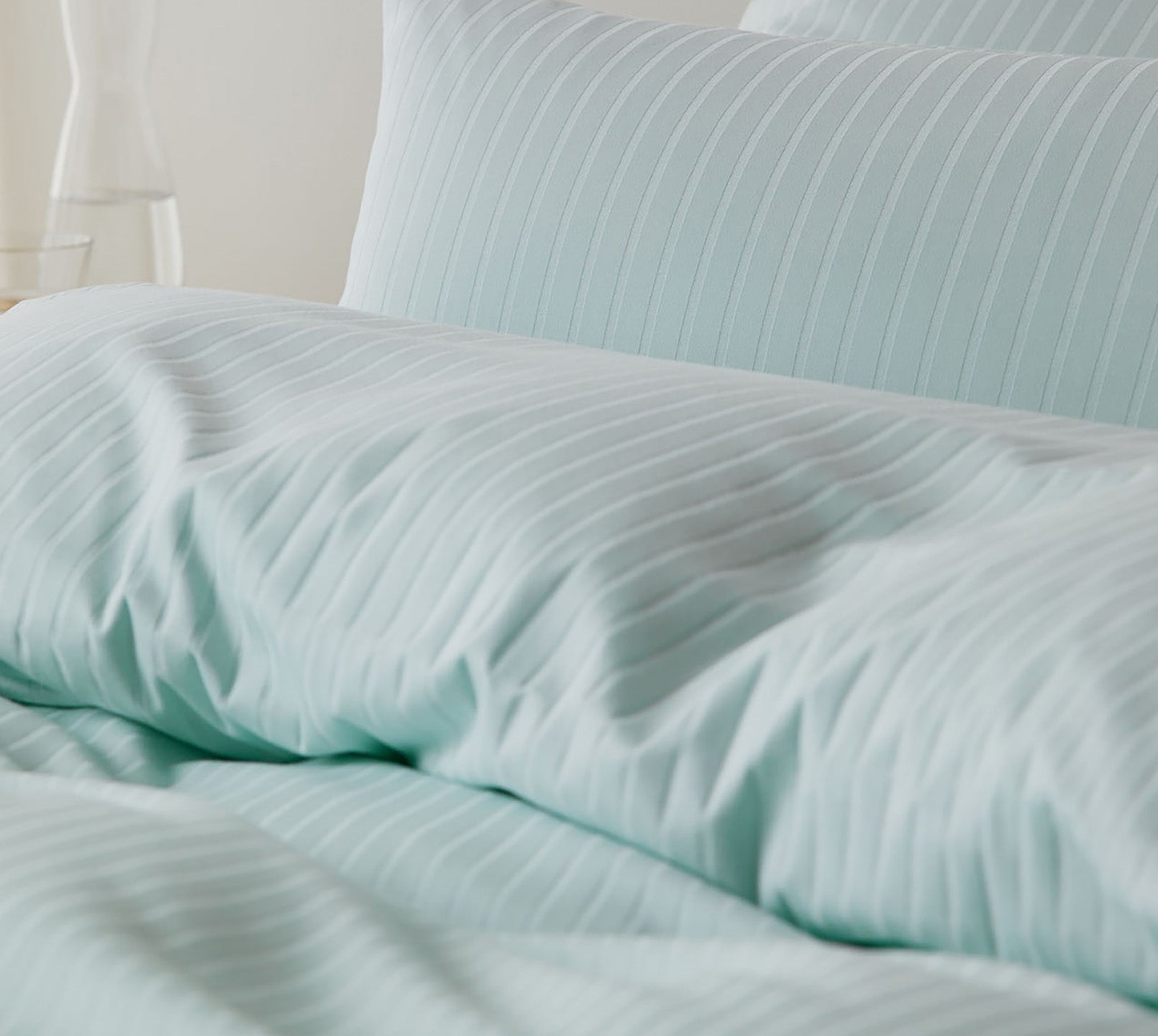 Jersey Bettwaesche Solid Stripe Jersey in Mint Streifen Detail #farbe_Solid Stripe Mint