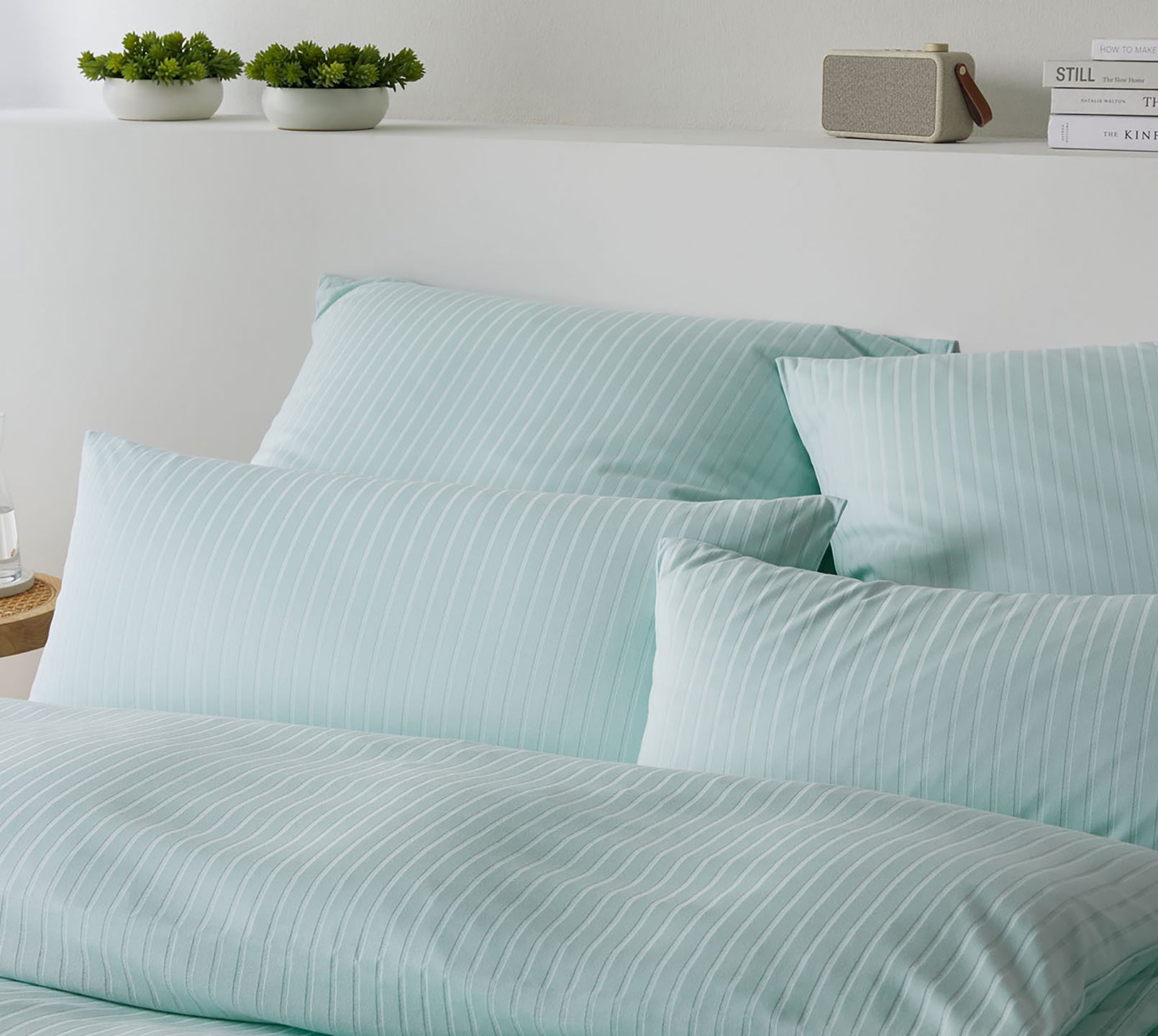 Jersey Bettwaesche Solid Stripe Jersey in Mint Streifen Schlafzimmer #farbe_Solid Stripe Mint