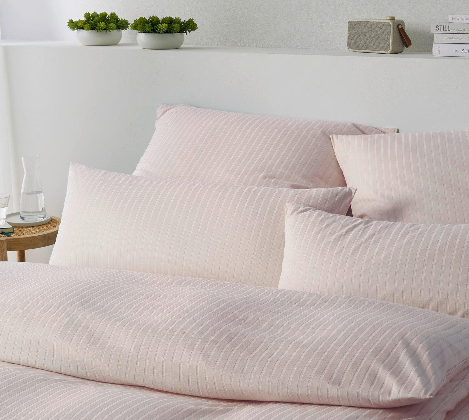 Jersey Bettwaesche Solid Stripe Jersey in Rose Streifen Schlafzimmer #farbe_Solid Stripe Rose