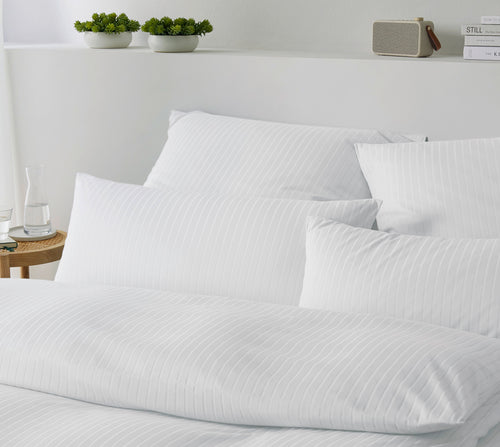 Jersey Bettwaesche Solid Stripe Jersey in Weiss Streifen Schlafzimmer #farbe_Weiß
