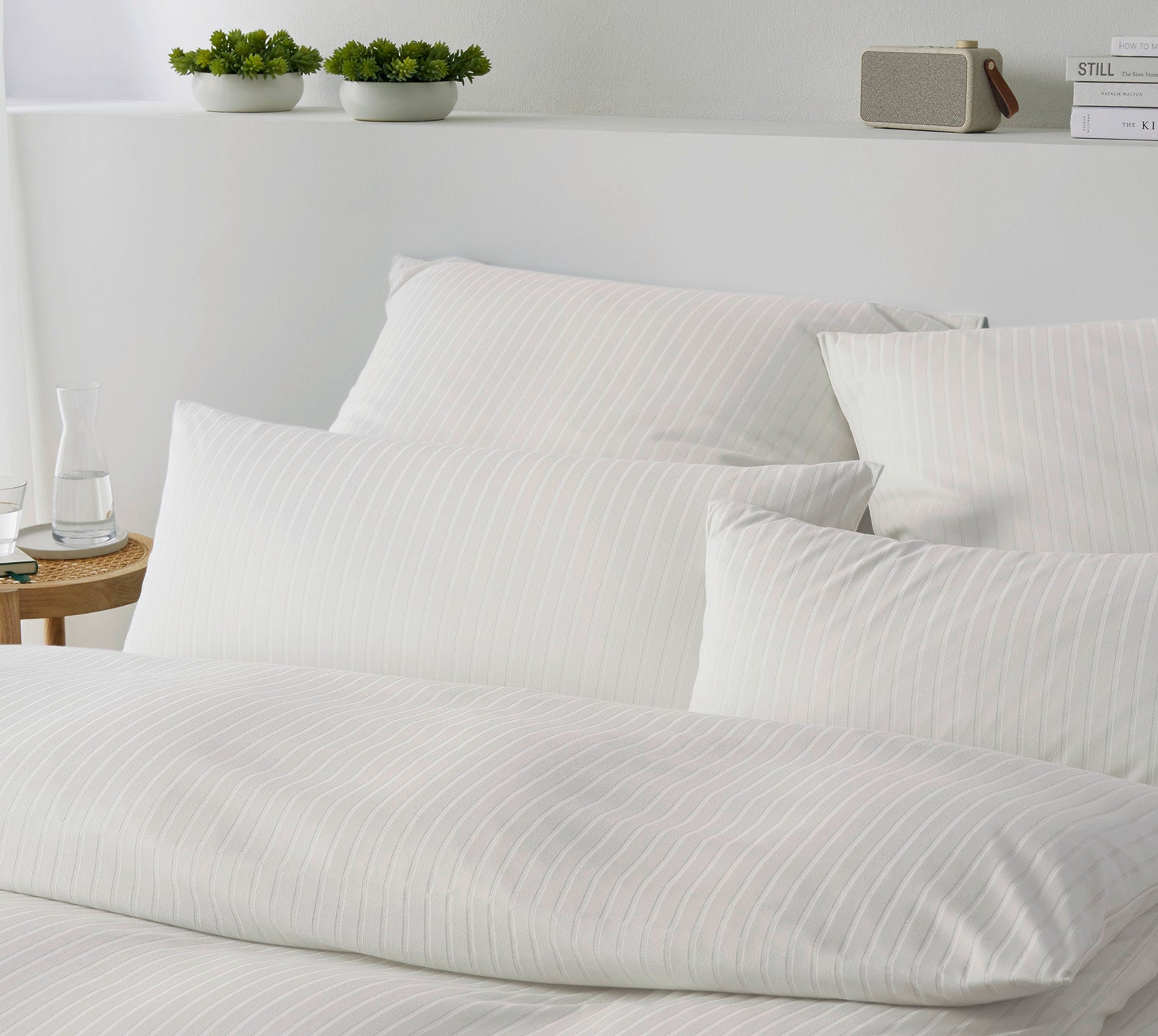 Jersey Bettwaesche Solid Stripe Jersey in Wollweiss Streifen Schlafzimmer #farbe_Solid Stripe Wollweiß