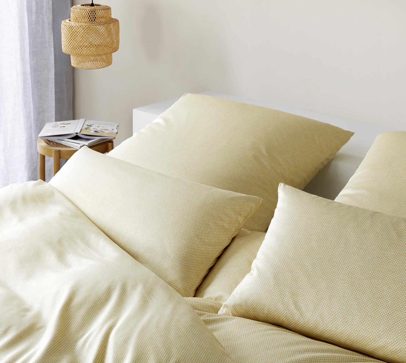 Jersey Bettwäsche Twine Jersey in Sonne Grafik Karo Schlafzimmer #farbe_Twine Sonne