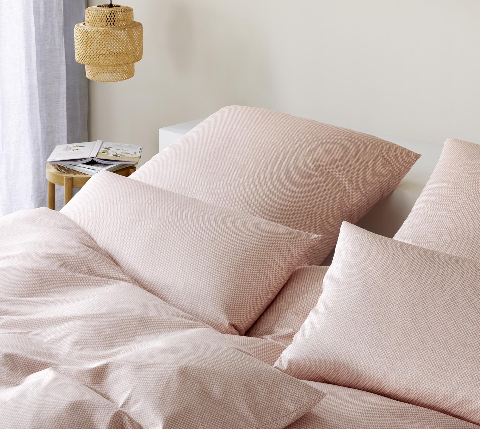 Jersey Bettwäsche Twine Jersey in Koralle Grafik Karo Schlafzimmer #farbe_Twine Koralle