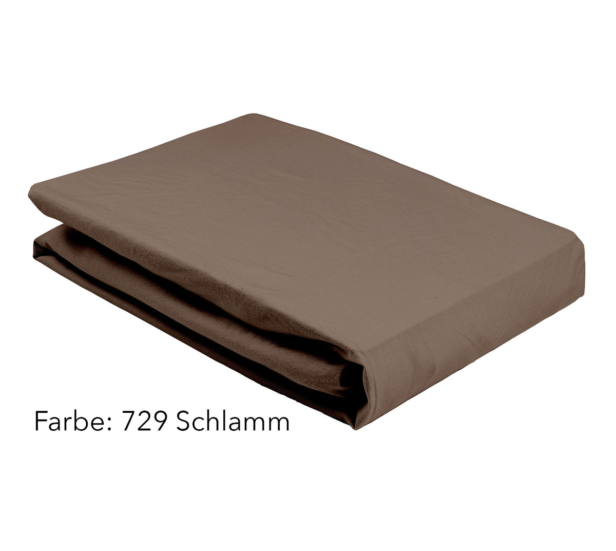 Jersey Spannbettlaken Premium Unizwirn in Schlamm Stapel #farbe_Premium Spannbettlaken Schlamm
