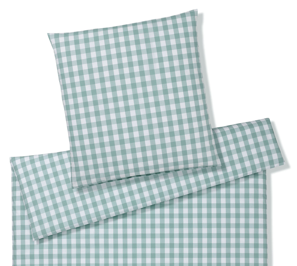 Karierte Perkal Bettwaesche Farbe Grün / Salbei Freisteller #farbe_Quadro Salbei 