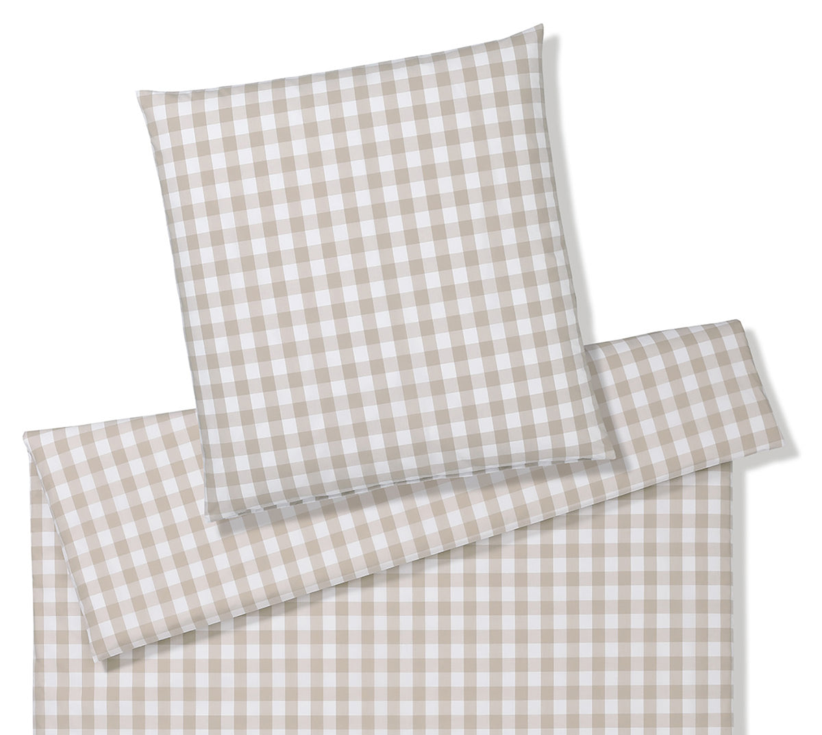 Karierte Mako Perkal Bettwaesche Farbe Beige Freisteller #farbe_Quadro Clay 