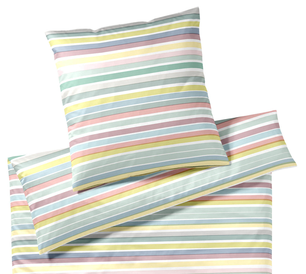 Mako Batist Bettwäsche Tapes in Aqua Streifen Freisteller #farbe_Aqua