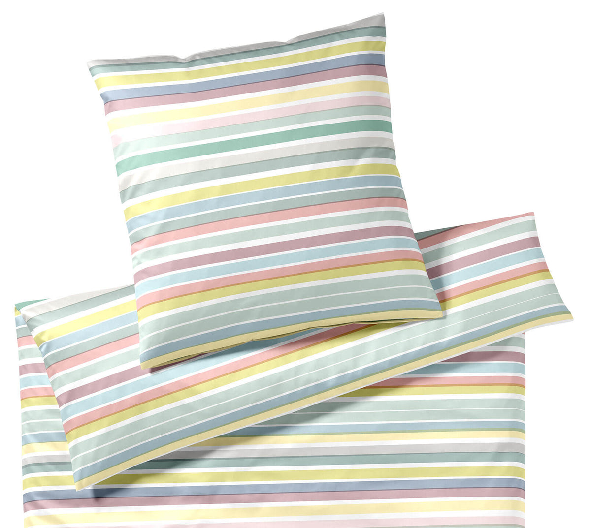 Mako Batist Bettwäsche Tapes in Aqua Streifen Freisteller #farbe_Aqua