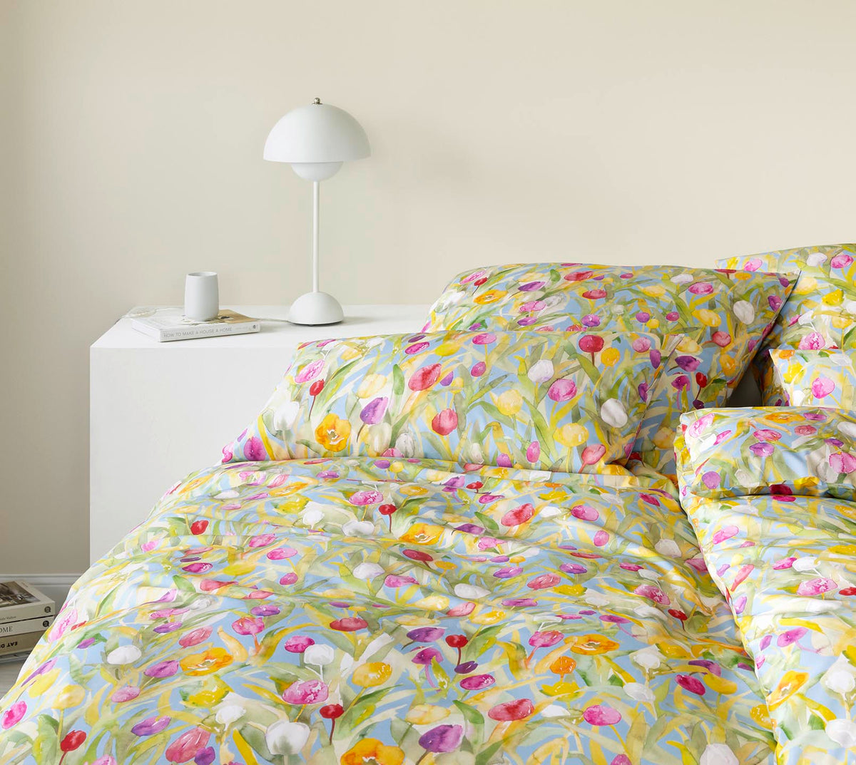 Mako Batist Bettwäsche Tulpen in Blau Tulpen Schlafzimmer #farbe_Tulpen Blau