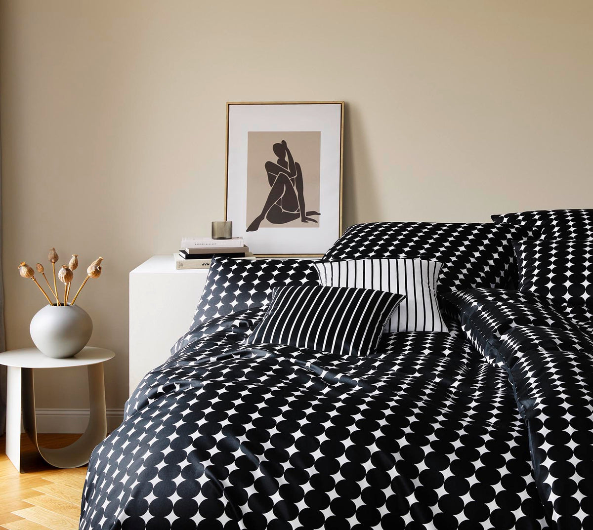 Satin Bettwäsche Bubbles Grafik Schlafzimmer #farbe_Bubbles Schwarz-Weiß