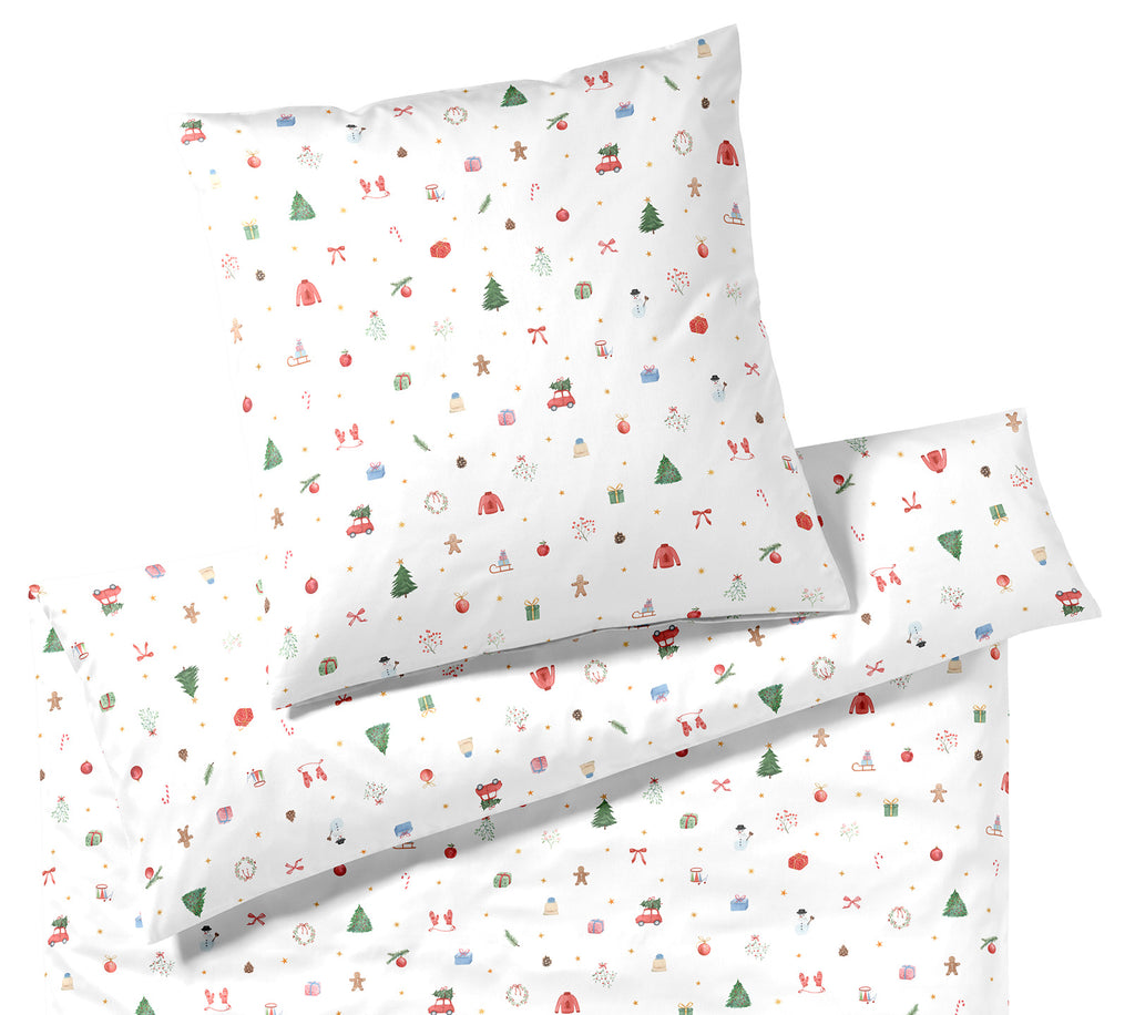 Satin Bettwäsche Christmas Treats in Weiß Weihnachtsmotive  Freisteller #farbe_Weiß
