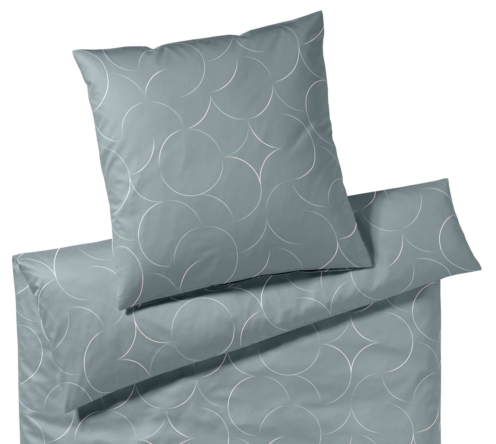 Satin Bettwäsche Circus in Salbei Kreisgrafik Freisteller #farbe_Circus Salbei