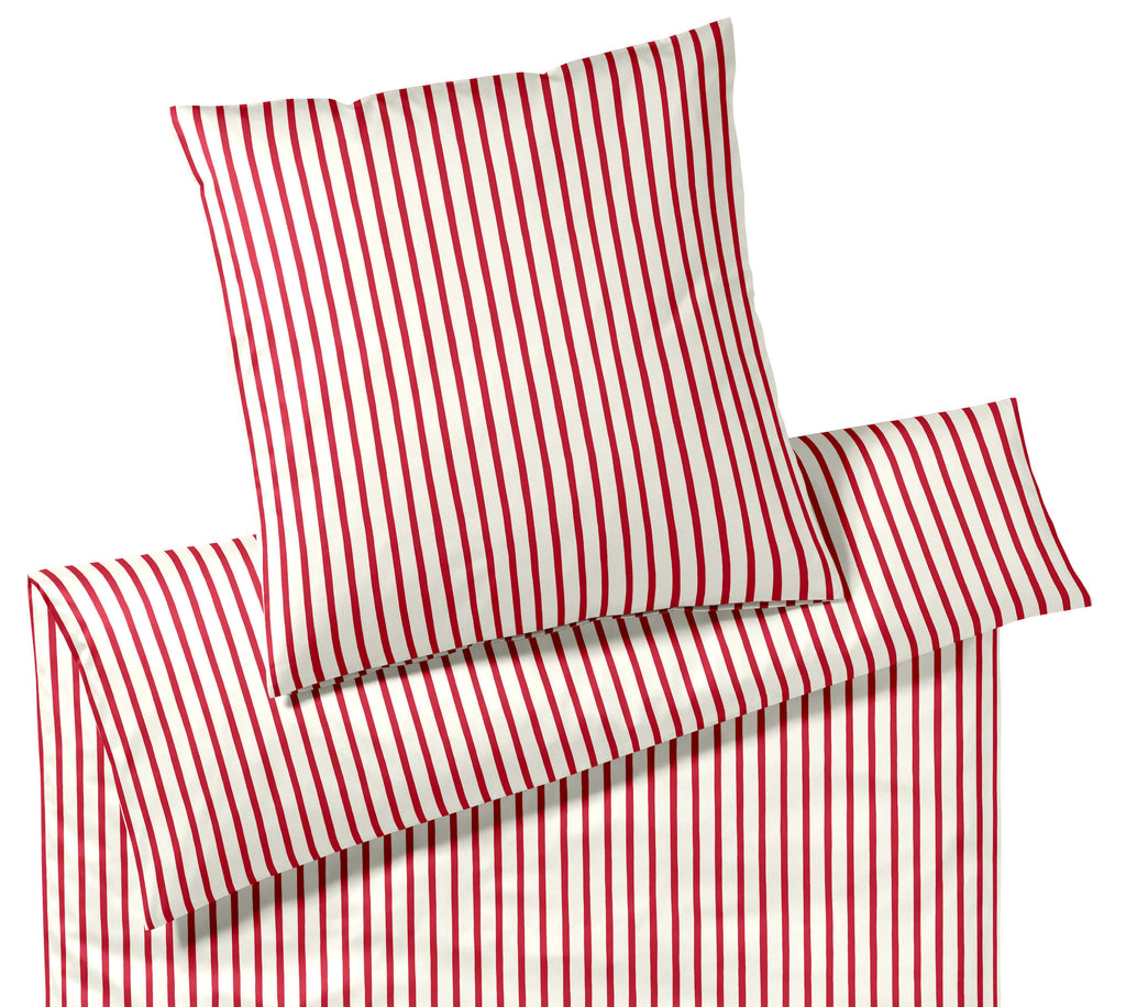 Satin Bettwäsche Double in Himbeerrot Streifen Freisteller #farbe_Himbeerrot