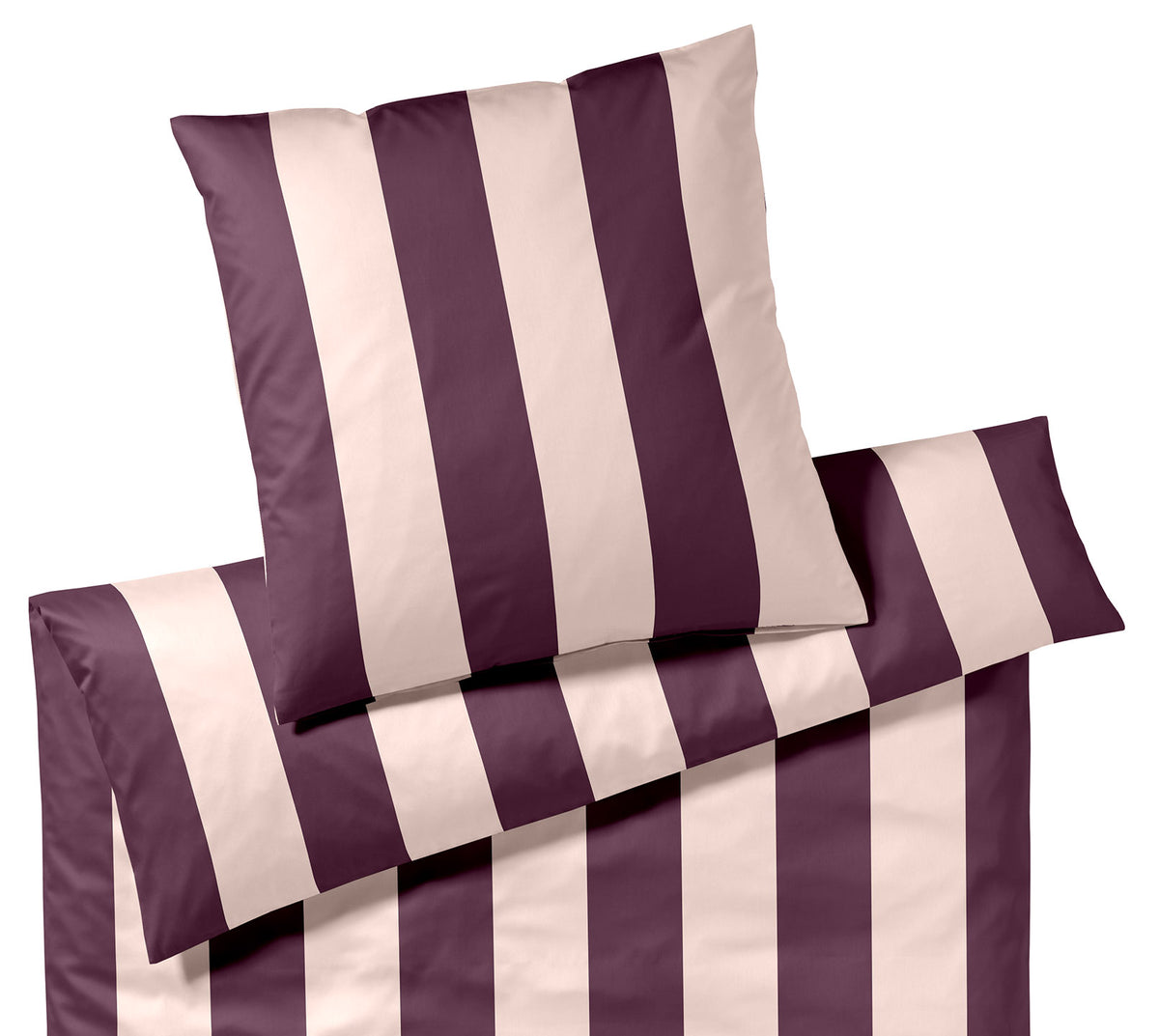 Satin Bettwäsche Duo in Rosé-Wine Streifen Freisteller #farbe_Rose-Wine