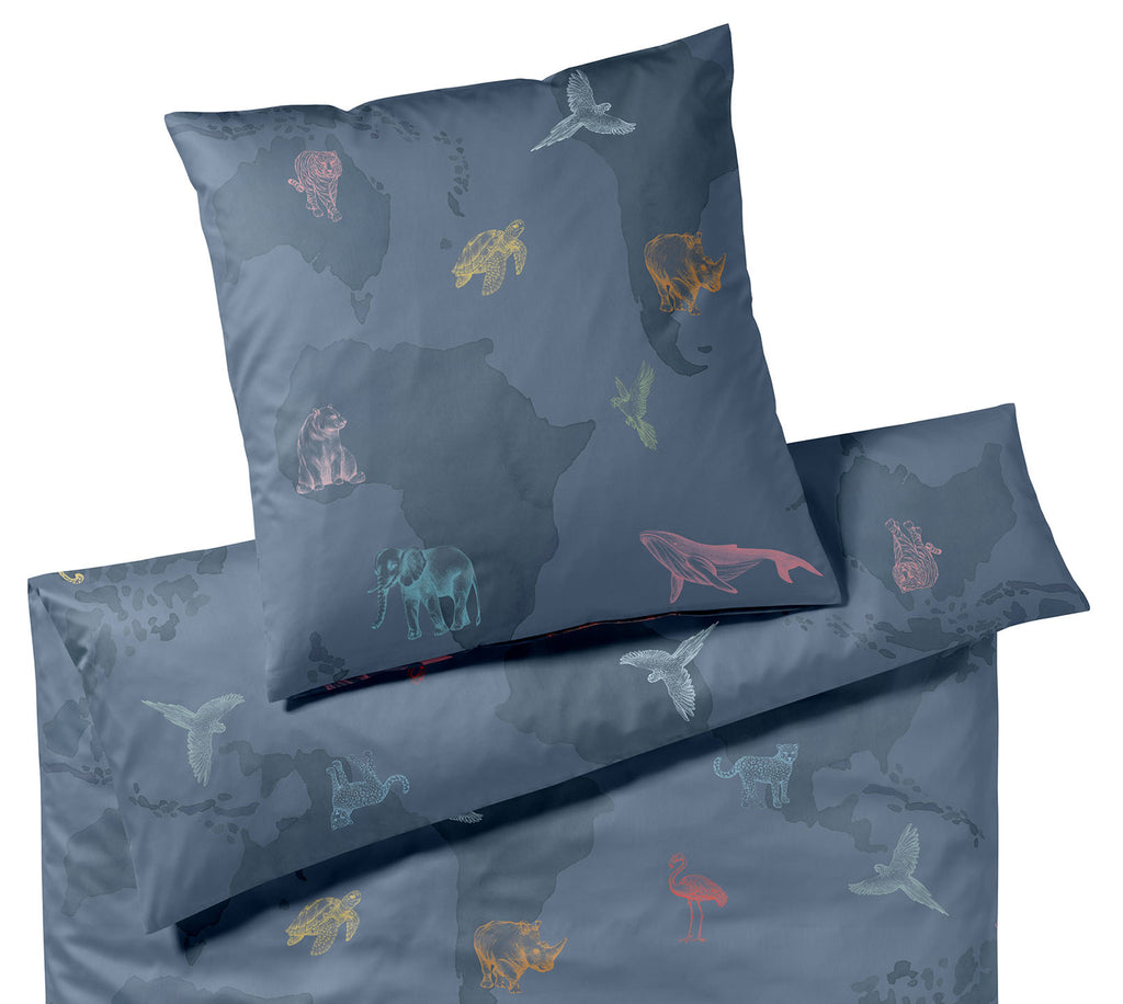 Satin Bettwäsche Explorer Ozeanblau Tiermotive Freisteller #farbe_Ozeanblau
