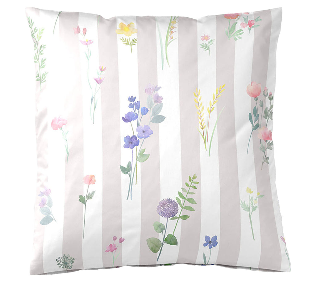 Satin Bettwäsche Flowerstripe in Natur Freisteller Kissen