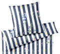 Satin Bettwäsche Flowerstripe in Marine Streifen Blumen Freisteller #farbe_Marine