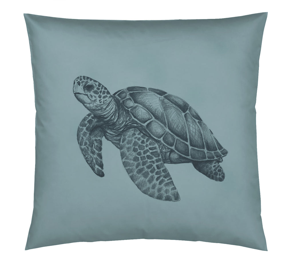 Satin Kissenbezug Globetrotter Tiermotiv Schildkröte Aquagrün Freisteller #farbe_Aquagrün