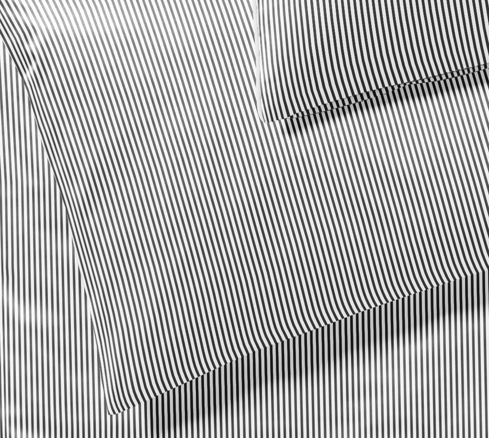Satin Bettwäsche Hamburger Streifen in Grau Streifen Freisteller #farbe_ Hamburger Streifen Grau-Weiß