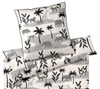 Satin Bettwäsche Jungle Graphic in Schwarz-Sand Dschungeltiere Freisteller #farbe_Schwarz-Sand