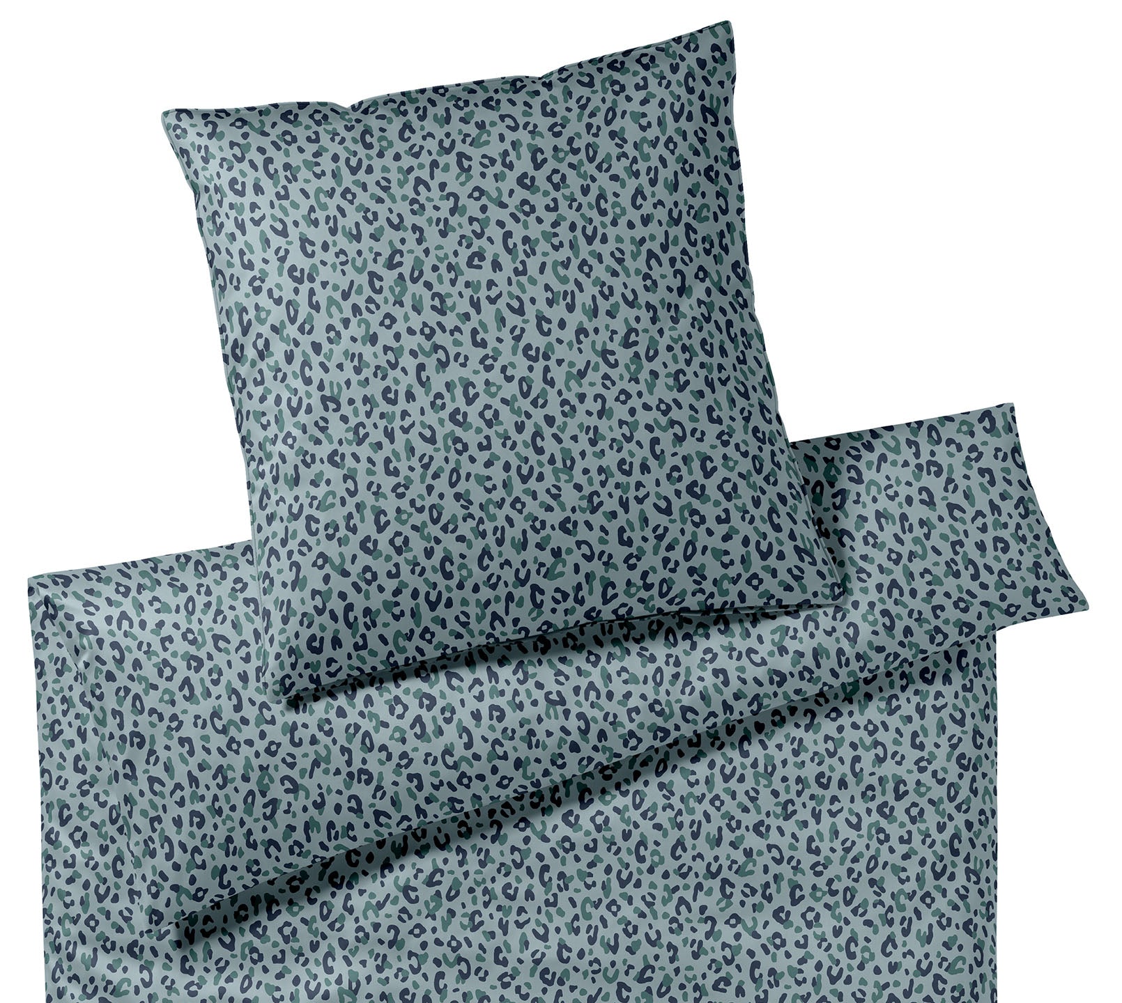 Satin Bettwäsche Leolook in Aquagrün Leoprint Freisteller #farbe_Leolook Aquagrün