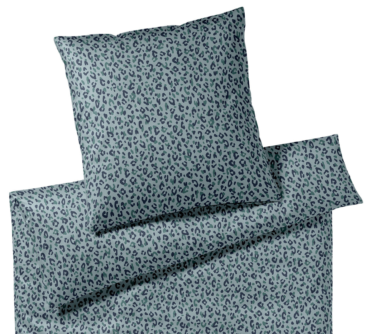 Satin Bettwäsche Leolook in Aquagrün Leoprint Freisteller #farbe_Leolook Aquagrün