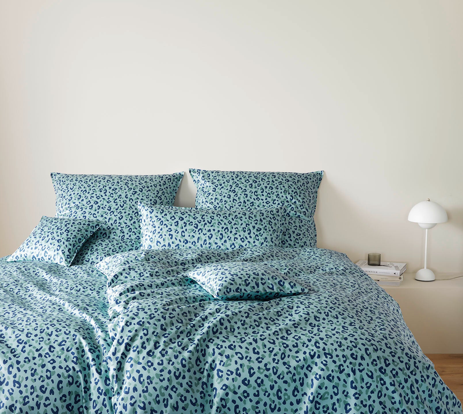 Satin Bettwäsche Leolook in Aquagrün Leoprint Schlafzimmer #farbe_Leolook Aquagrün