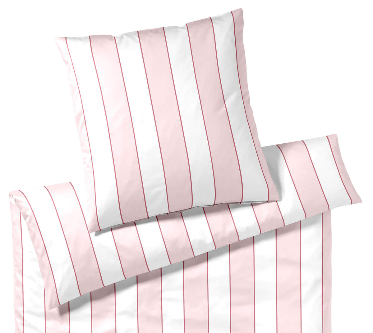 Satin Bettwäsche Levens in Himbeerrosa Streifen Freisteller #farbe_Himbeerrosa