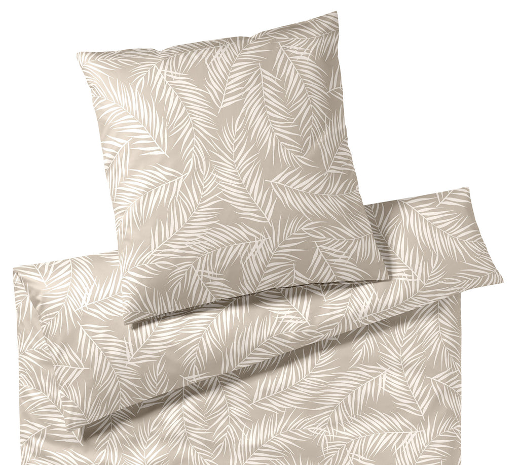 Satin Bettwäsche Maison Leaves in Gold Palmenblätter Freisteller #farbe_Natur
