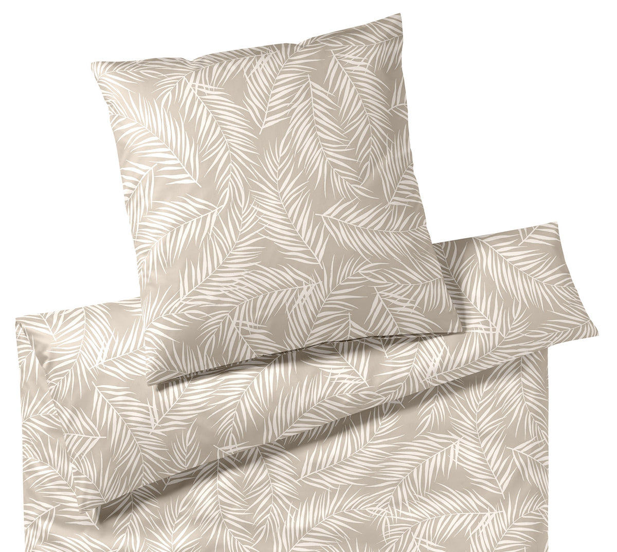 Satin Bettwäsche Maison Leaves in Gold Palmenblätter Freisteller #farbe_Natur