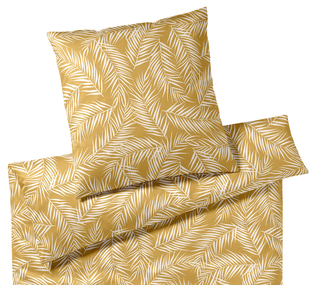 Satin Bettwäsche Maison Leaves in Gold Palmenblätter Freisteller #farbe_Gold