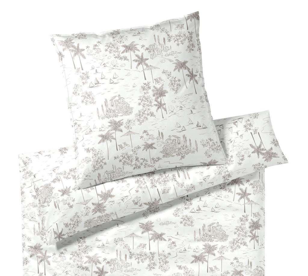 Satin Bettwäsche Positano in Sand Urlaubsmotive Freisteller #farbe_Sand