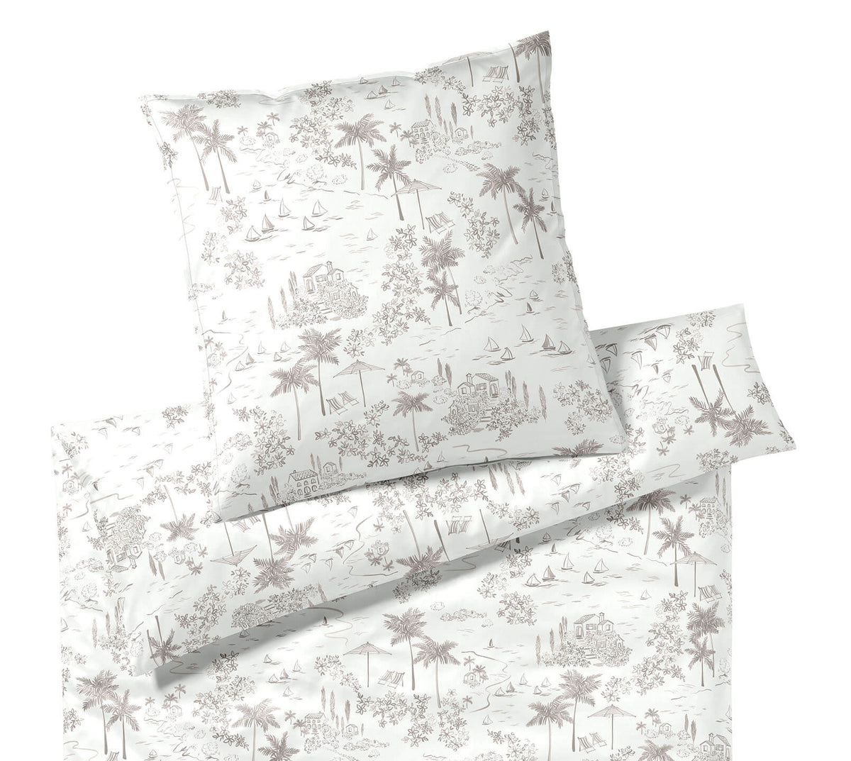 Satin Bettwäsche Positano in Sand Urlaubsmotive Freisteller #farbe_Sand
