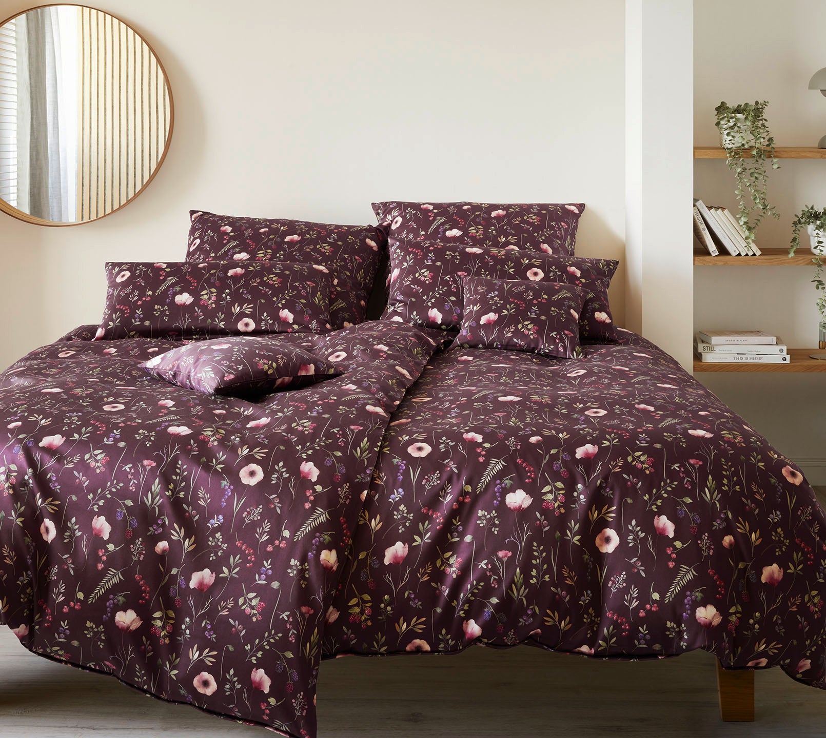 Satin Bettwäsche Sorbet in Beere Blumen Schlafzimmer #farbe_Sorbet Beere