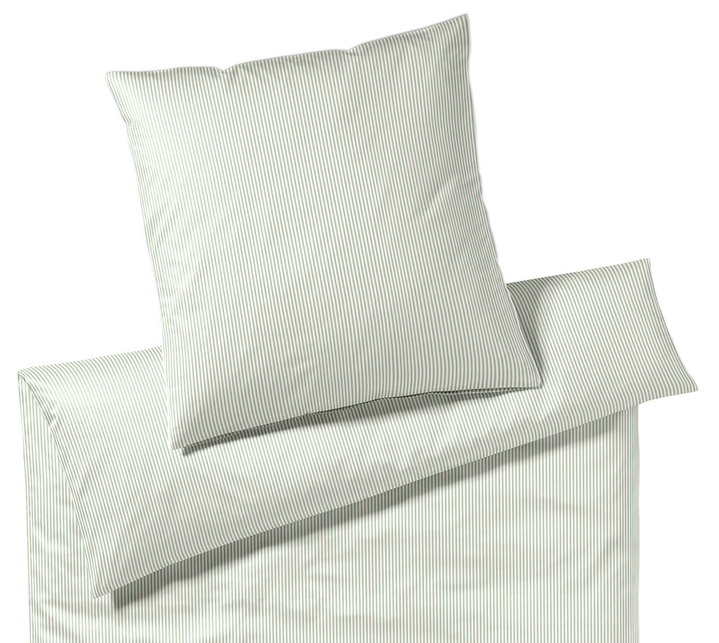 Satin Bettwäsche Hamburger Streifen in Pistazie Streifen Freisteller #farbe_Pistazie