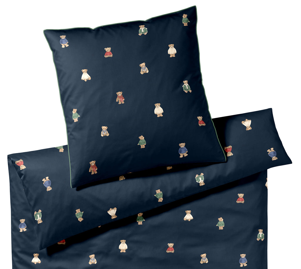 Satin Bettwäsche Teddy Bear in Blau Teddybären Freisteller #farbe_Blau