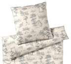 Satin Bettwäsche Toile de Jouy in Greige Landschaften Freisteller 
#farbe_Greige